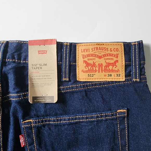 Levi's 512 Jeans Mens Size 38x32 Lot of 2 Slim Taper Stretch Medium Blue Denim - Picture 4 of 16